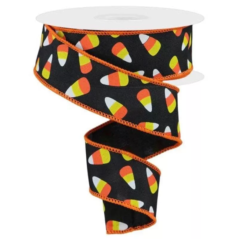 1.5 x 10yd Mini Candy Corn Ribbon