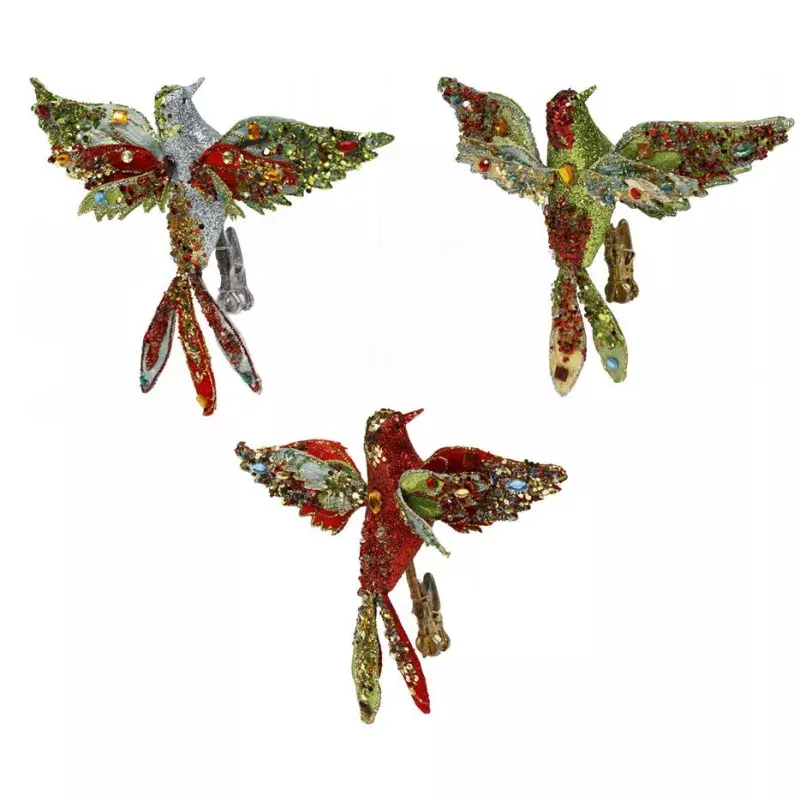 10.5W Beaded/Glitter Bird with Clip – Sold Individually