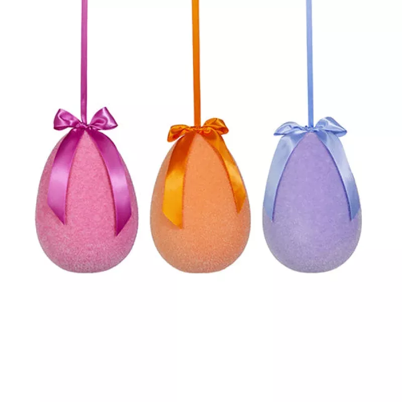 10 Sherbet Flocked Hanging Egg
