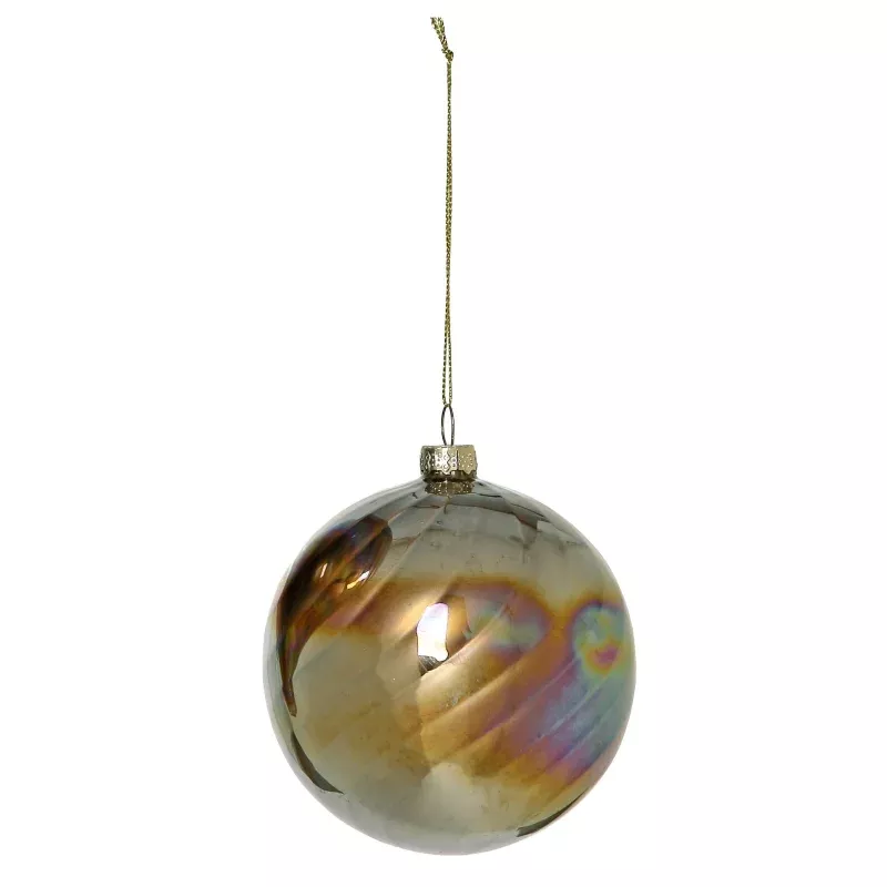 100MM Iridescent Pearl Swirl Hazelnut Ornament- Sold Individually