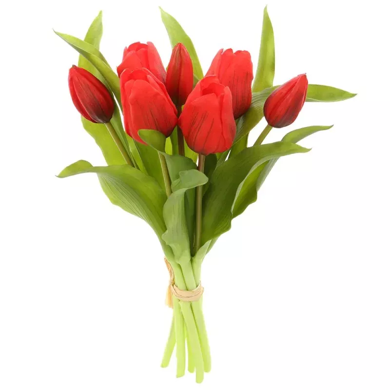 11.75 Inch Real Touch Tulip Bouquet Red
