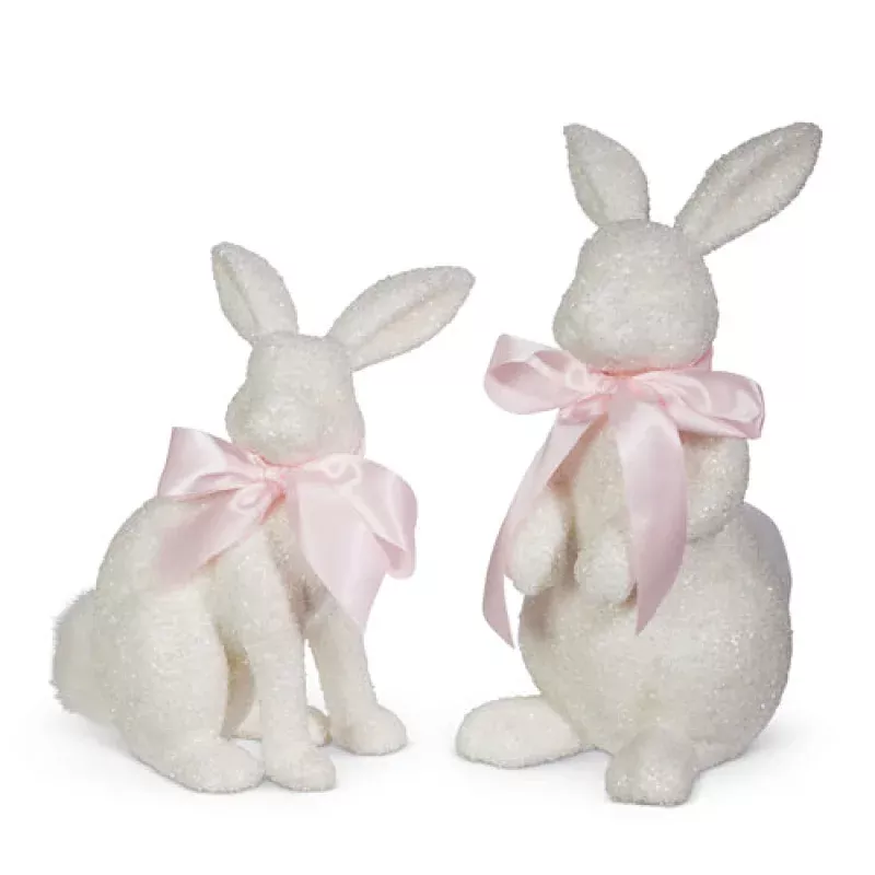 14.5 White Glitter Bunny – Sold Individually