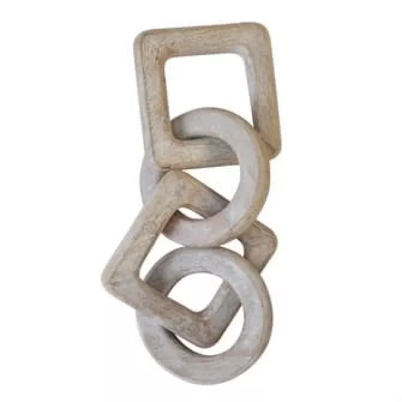 15-1/2L Mango Wood Chain Decor, Whitewashed