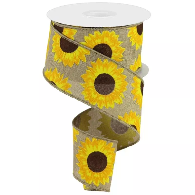 2.5X10yd Sunflower On Royal Ribbon