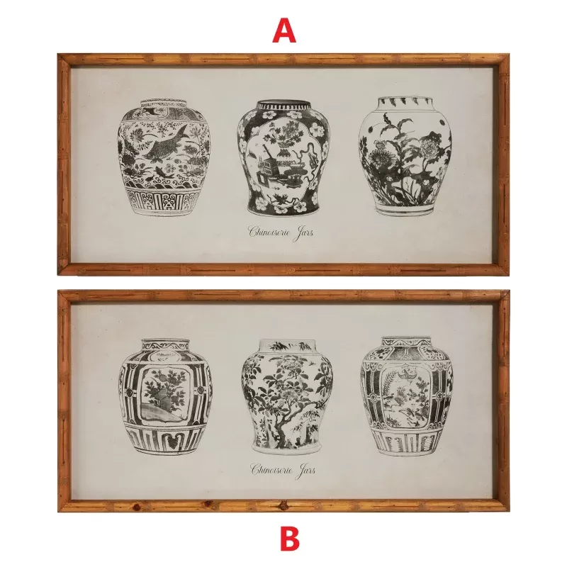 27 Black Ginger Jar Framed Wall Art- Sold Individually