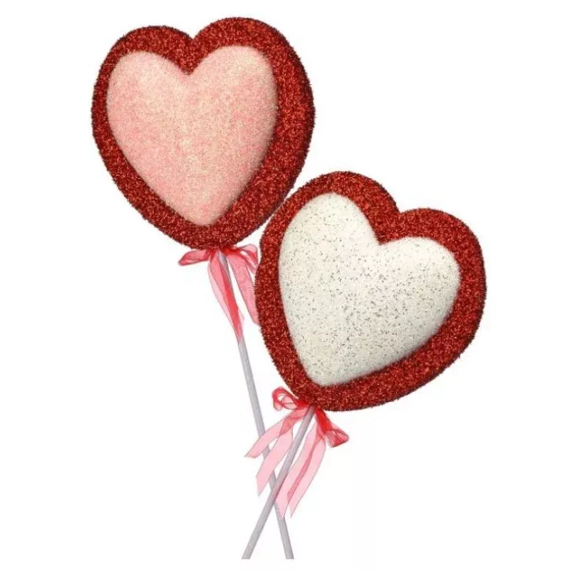32 Glitter Valentine Heart Stem