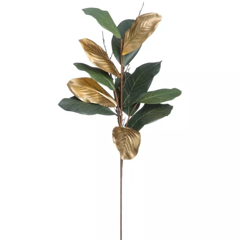 38 Magnolia Leaf Spray Green Gold
