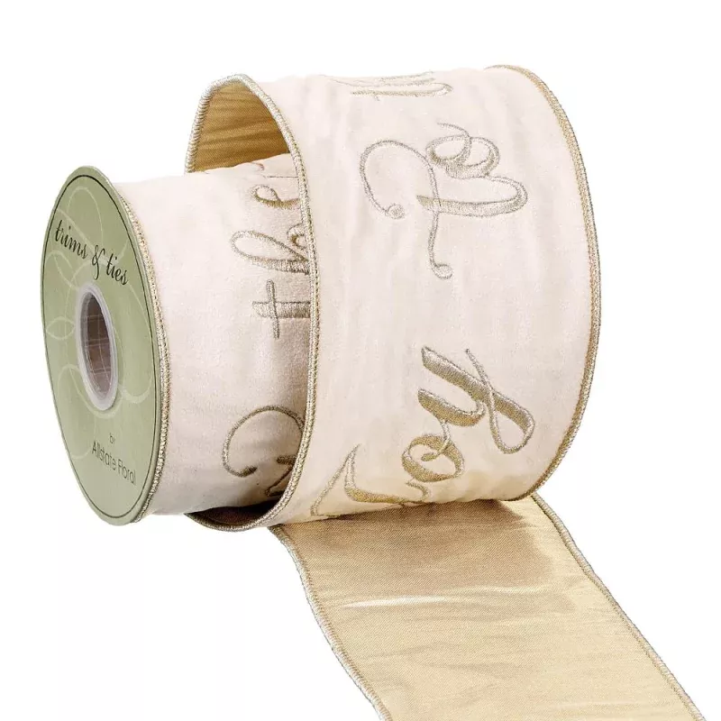 4Wx5yd Joy To The World Ribbon Cream Gold