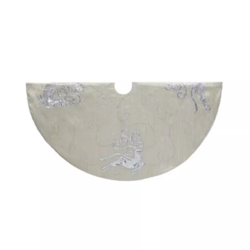 50 Light Gold Tree Skirt with Reindeer