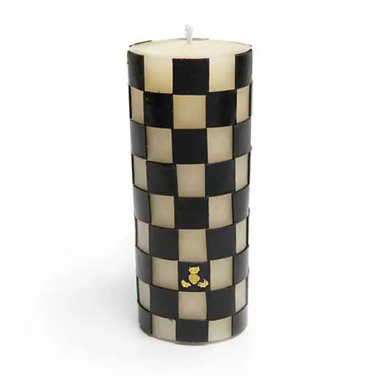 6 Check Pillar Candle – Black