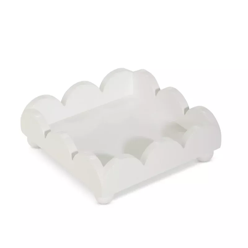 6 White Scalloped Napkin Holder