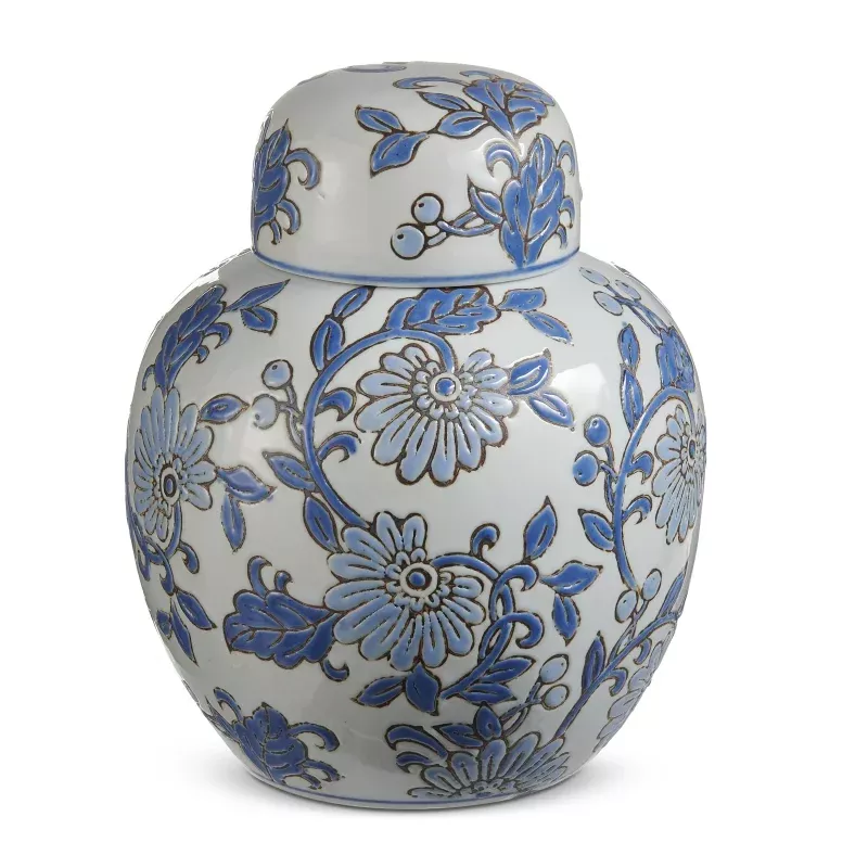 9 Blue Vine Pattern Round Jar
