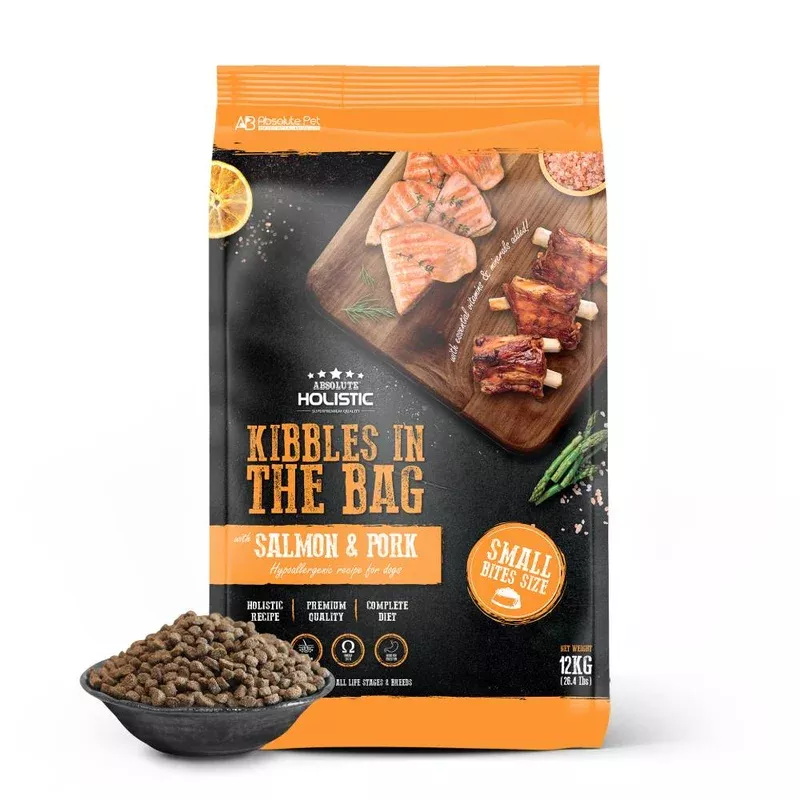 Absolute Holistic Dog Kibbles In The Bag Salmon & Pork Small Bites 12kg