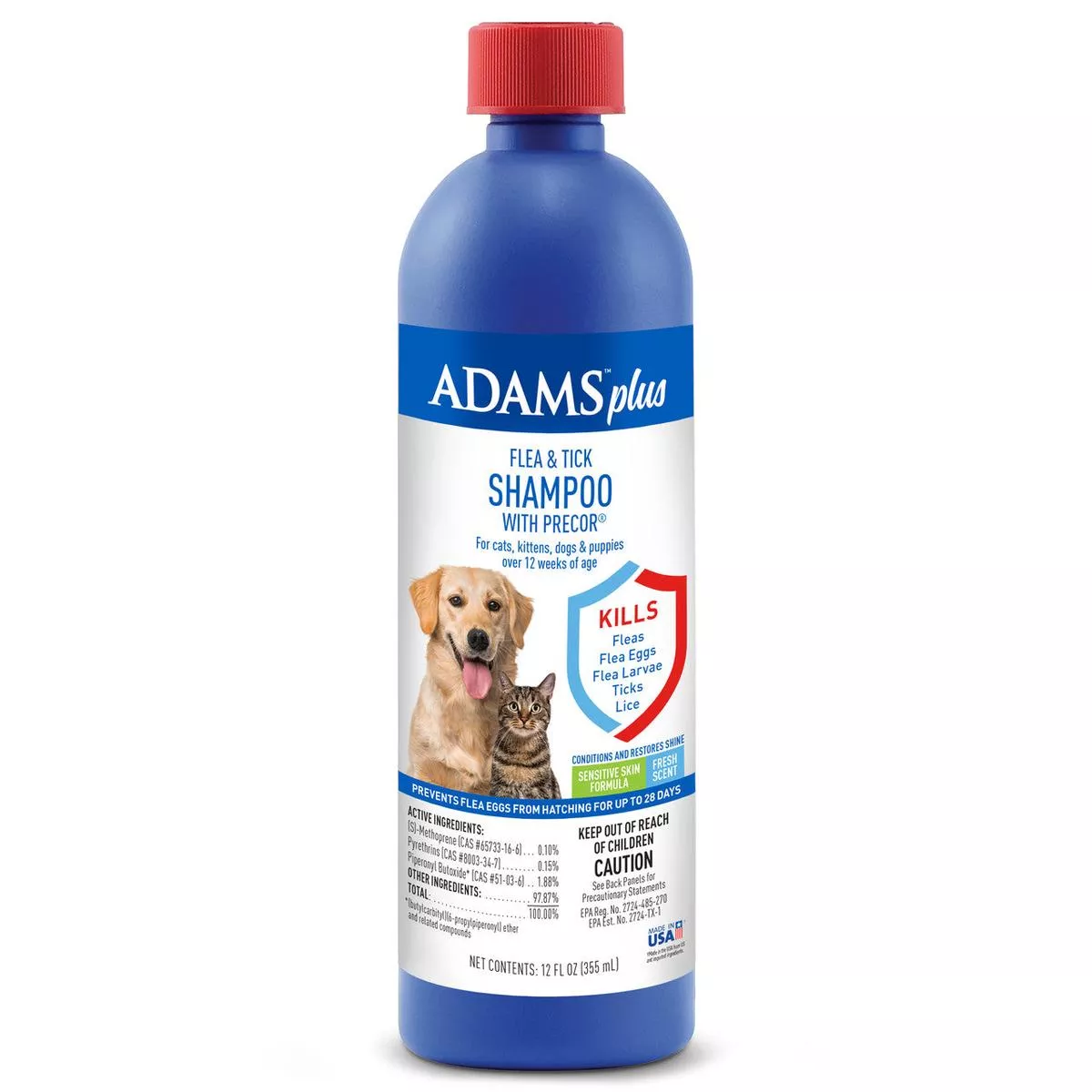 Adams Plus Flea & Tick Shampoo with Precor 12 fluid ounces