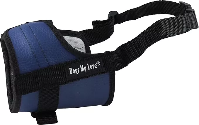 Adjustable Dog Muzzle 6 Sizes Blue (M: 8″-10.5″ Snout Circumf.)