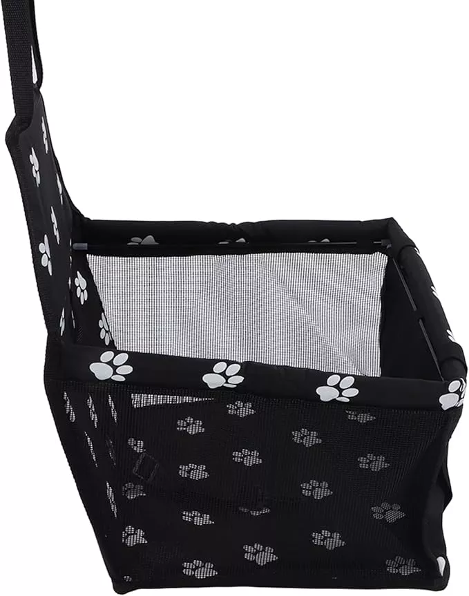 Alomejor Pet Car Seat Breathable Slip Proof Safety Leash Design Dog Car Basket for Puppy Cat (Black)