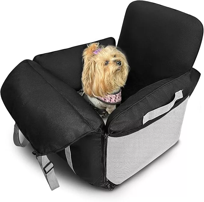 ALVOD Dog Car Seat for Small Dogs – Puppy Dog Booster Car Seat with Storage Pockets, Waterproof & Thickened Memory Foam Filling Up to 25lbs
