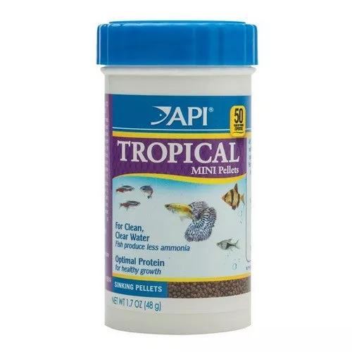 API, Tropical Premium Pellets Fish Food, 1.7 Oz, Mini