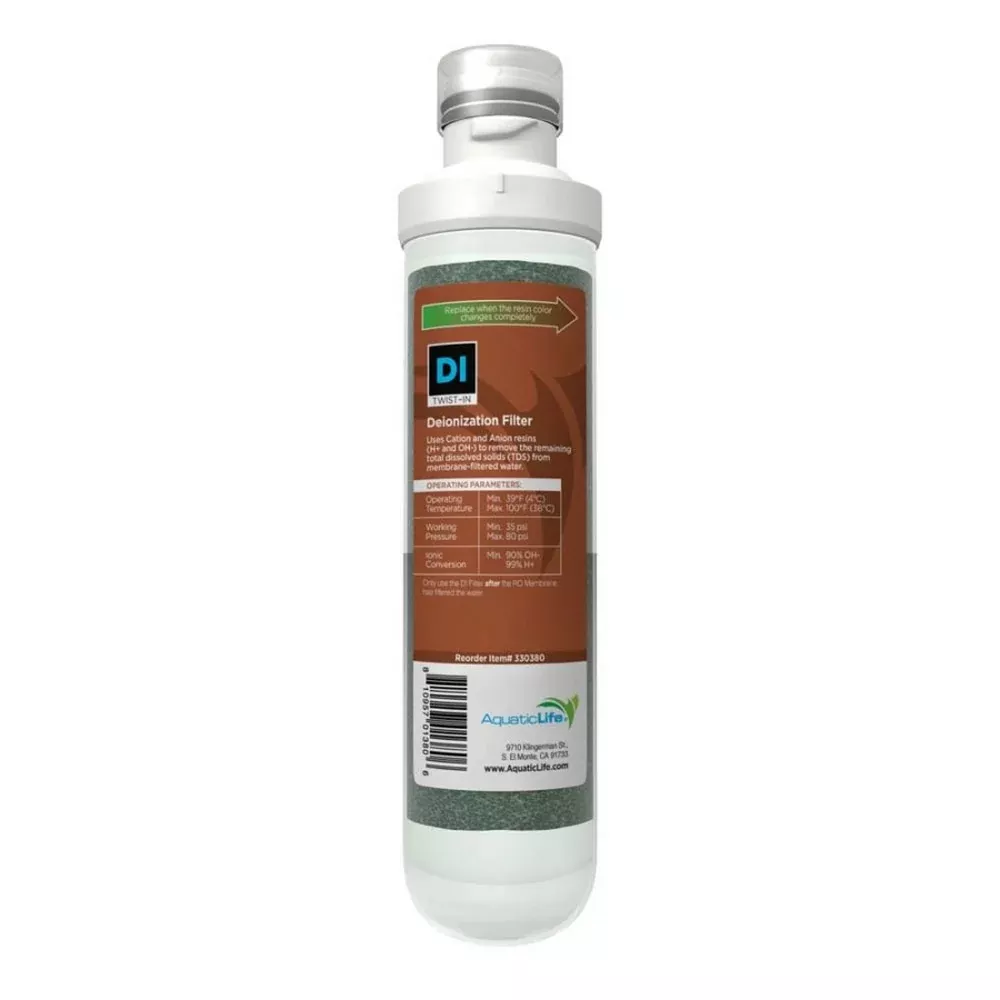Aquatic Life, Aquatic Life Twist-In Mixed Bed Color Changing Resin Deionization Cartridge, 1 Each