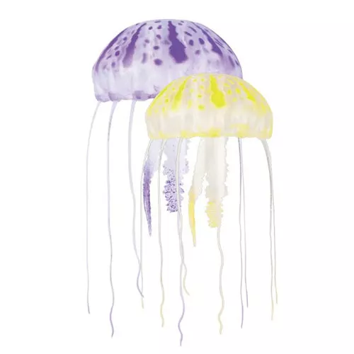 Aquatop, Aquatop Floating Jellyfish Aquarium Ornament, Purple/Yellow, 1 Each/2 In & 3 in, 2 Pack