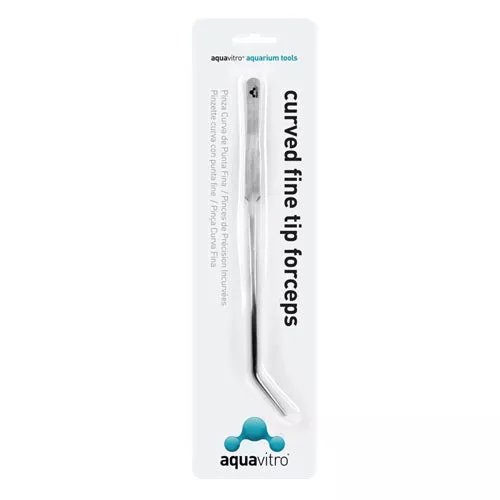 aquavitro, aquavitro Stainless Steel Curved Fine Tip Forceps Aquarium Tool, Silver, 1 Each/9.5 in