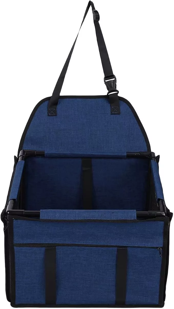 Asixxsix Dog Car Seat, Oxford Fabric Foldable Pet Seat with Large Capacity for Travel Indoor Outdoor Use (Dark Blue)