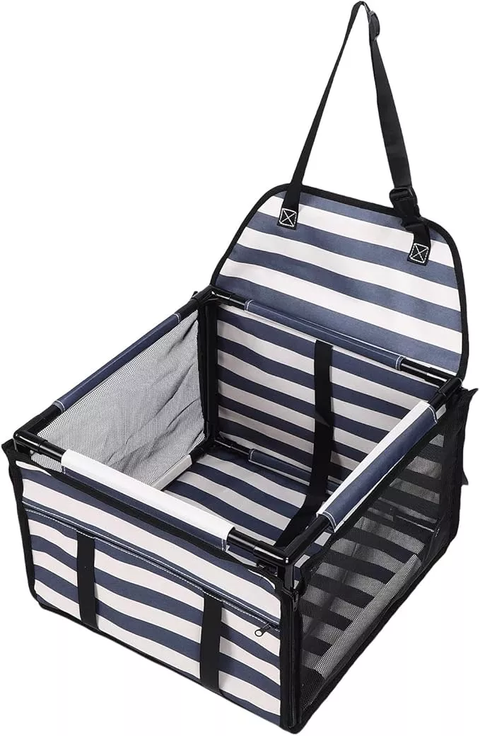Asixxsix Foldable Dog Car Seat, Waterproofing Oxford Cloth PVC Pet Travel Carrier, Multi Functional Space Saving Foldable Pet Car Seat for Small Dogs Cats