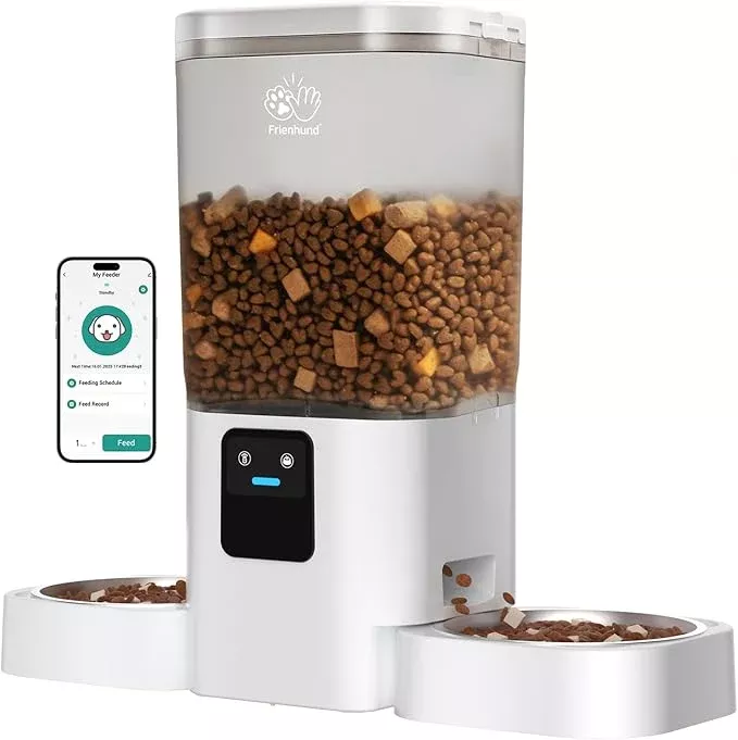 Automatic Cat Feeders 2 Cat with Slow Feed: 7L Dual Automatic Dog Feeder with 5G WiFi, Double Auto cat Food Dispenser for Multiple Pets, Detachable for Easy Clean – 29 Cup (ACF190W-B)