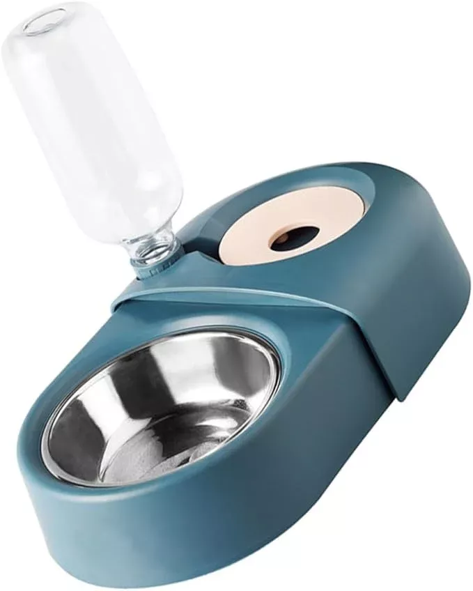 Automatic Dog Feeder and Water Bowl, Spill-Proof Blue Pet Feeding Basin, Sturdy Pet Food and Water Dispenser for Dogs and Cats