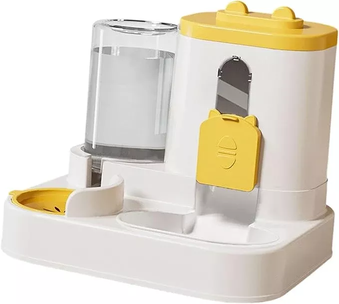 Automatic Pet Feeder and Waterer Dog Feeder 2 in 1 Anti Slip Large Capacity Feeding Station for Cats and Small Dogs Indoor, Pink