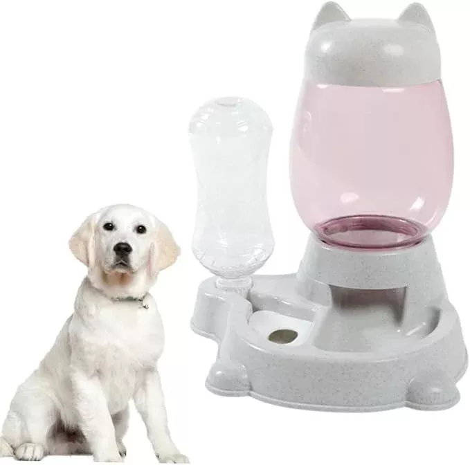 balacoo Automatic Cat and Dog Water Feeder Creative Pet Water Dispenser with Unique Cat Ear Design Capacity Smooth Surface for Home Use Grey
