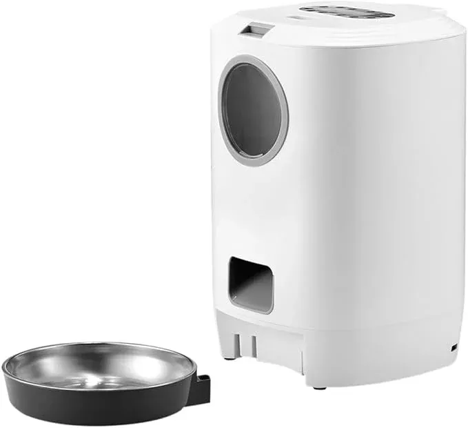Balacoo Automatic Pet Feeder for Cats and Dogs, Voice Recorder with 4-Meal Programmable Timer, Dry Food Dispenser Suitable for Home Use, Food Storage Bowl