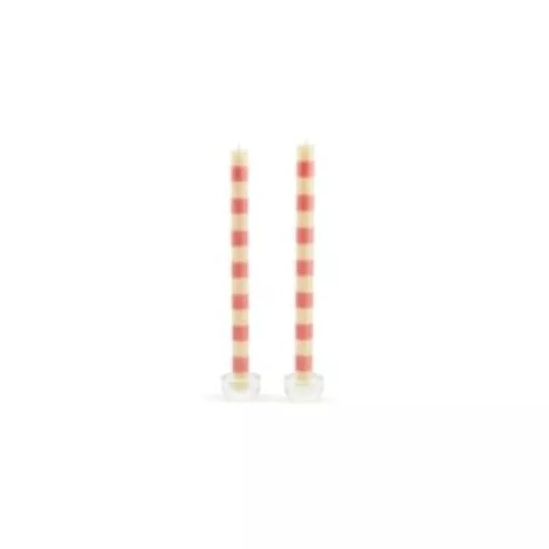 Bands Pink Dinner Candles – Set of 2
