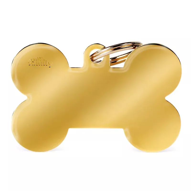 Basic Collection Bone XL in Golden Brass Plated Brass ID Tag