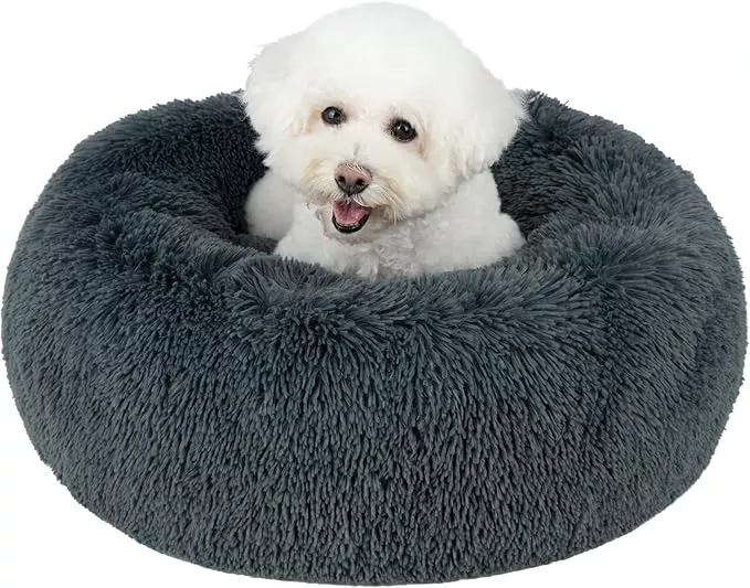 Best Pet Supplies Dog House Bed Crate Mat Tent Indoor Round Soft Plush for Small, Medium, and Large Breeds – Black, 21 x 20 x 14