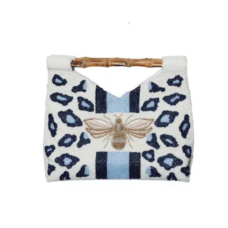 Blue Bee Beauty Beaded Clutch