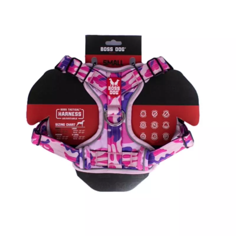 Boss Dog Tactical Dog Harness Pink Camo Small