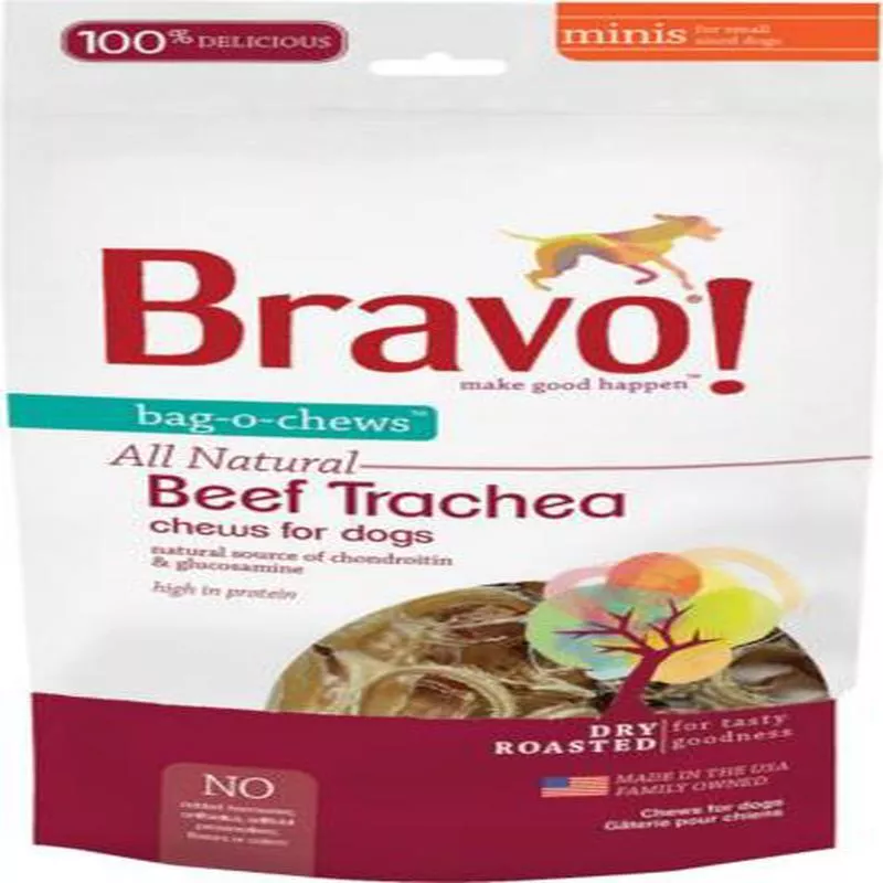Bravo! Beef Trachea – Minis – Bag-O-Chews 6oz {L+1x} 294172