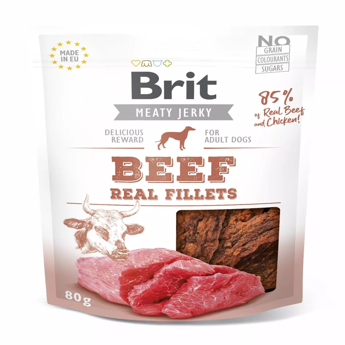 Brit Jerky Beef Fillets, 80g
