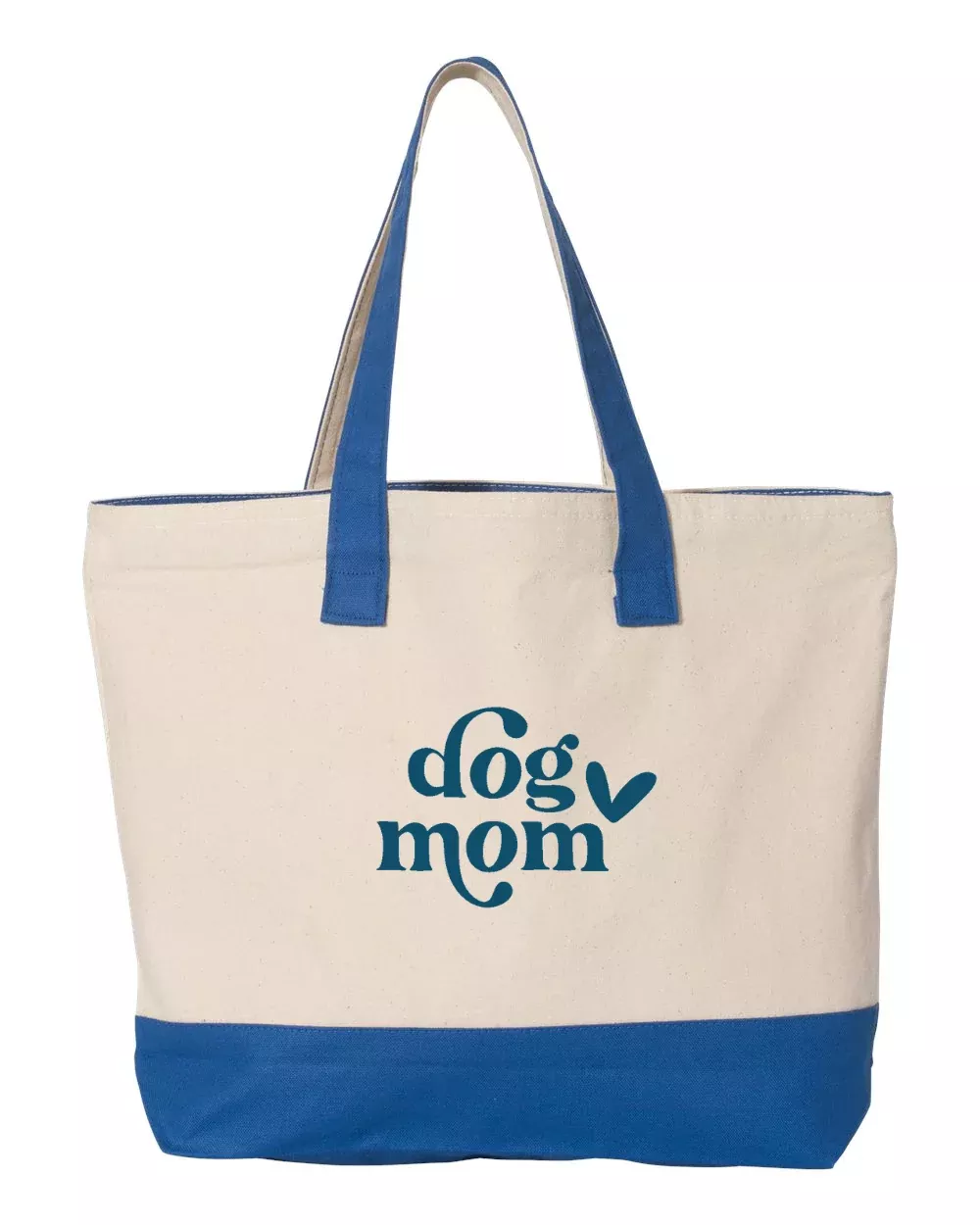 Canvas Zippered Tote – Dog Mom, Blue