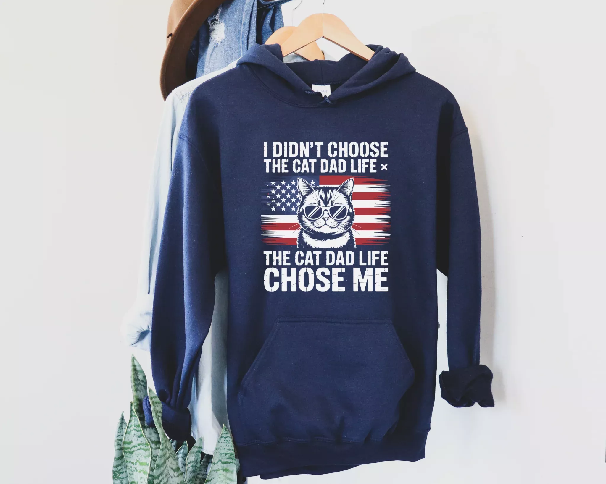 Cat Dad Life Hoodie – Navy