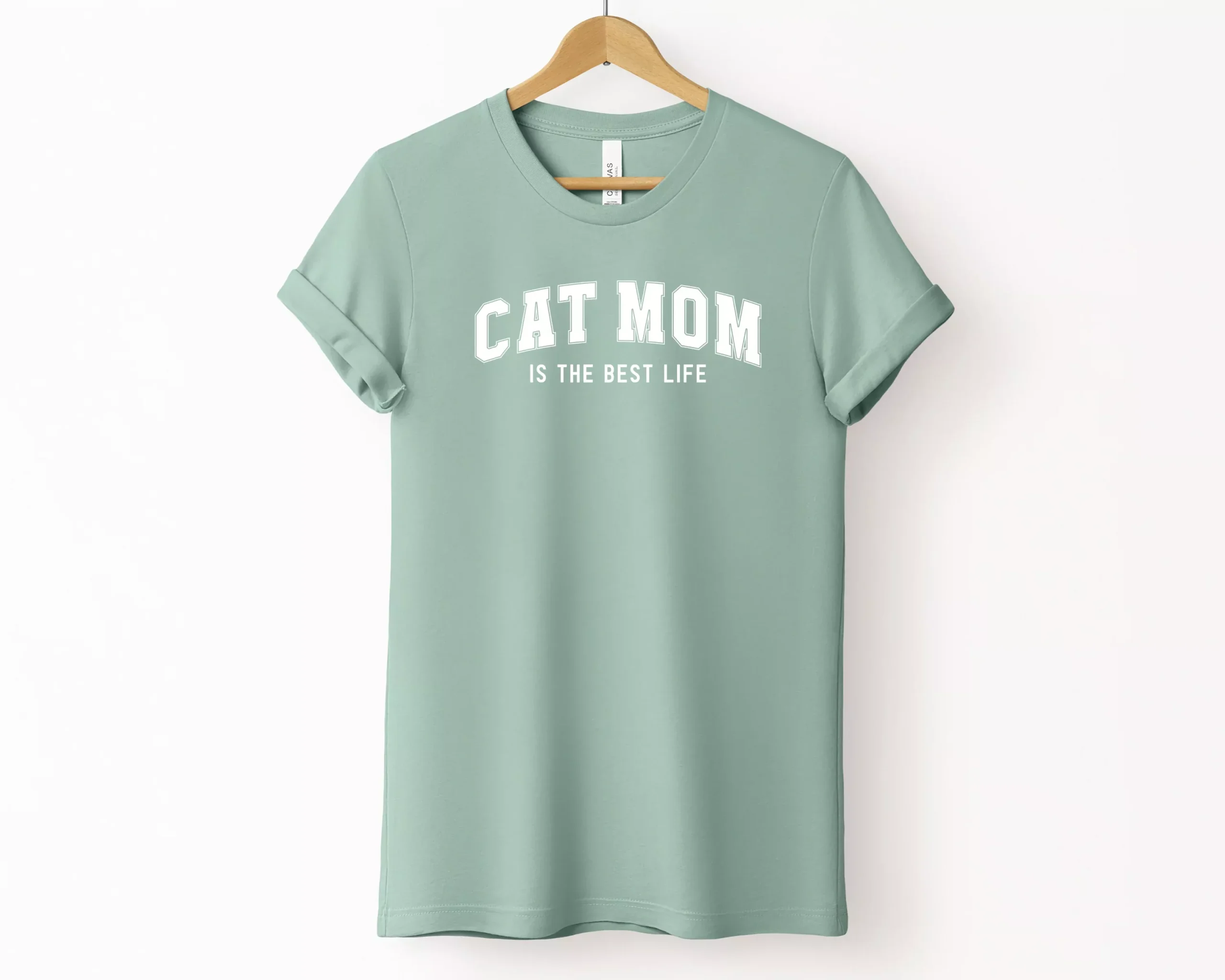 Cat Mom Varsity Graphic Tee | Dusty Blue