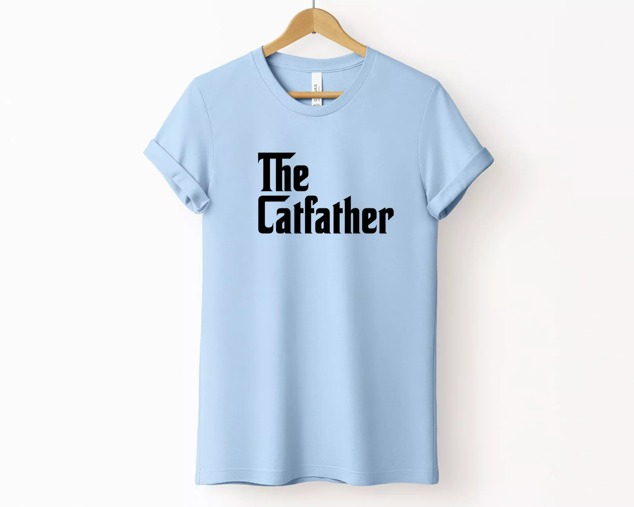 The CatFather Crewneck Tee, Light Blue