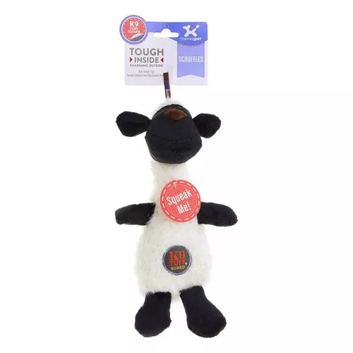Charming Pet Products, Scruffles Lamb Plush Dog Toy, 1 Each, Black / White (Small)