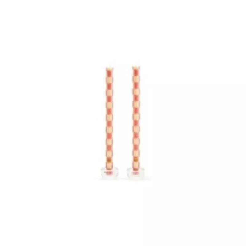 Check Pink Dinner Candles – Set of 2