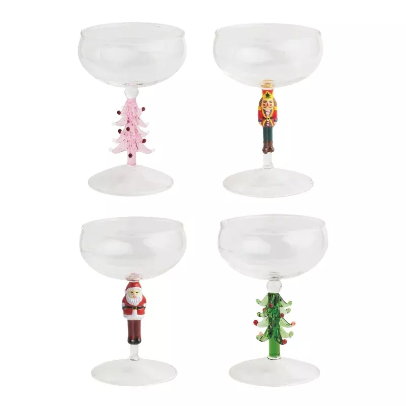 Christmas Coup Glasses|Green Tree&Nutcracker&Pink Tree&Santa