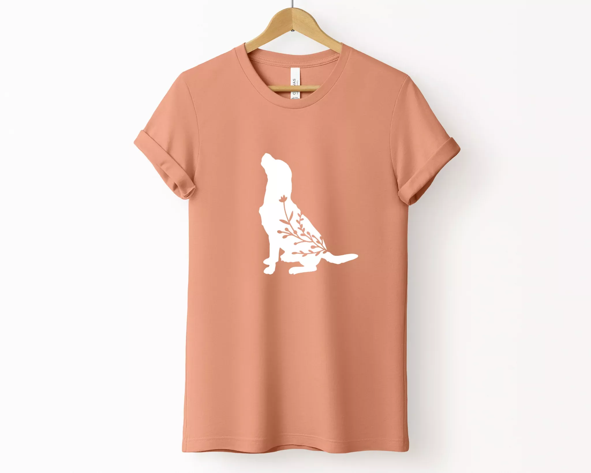 [Clearance 20%] Floral Dog Crewneck T-shirt, Terracotta
