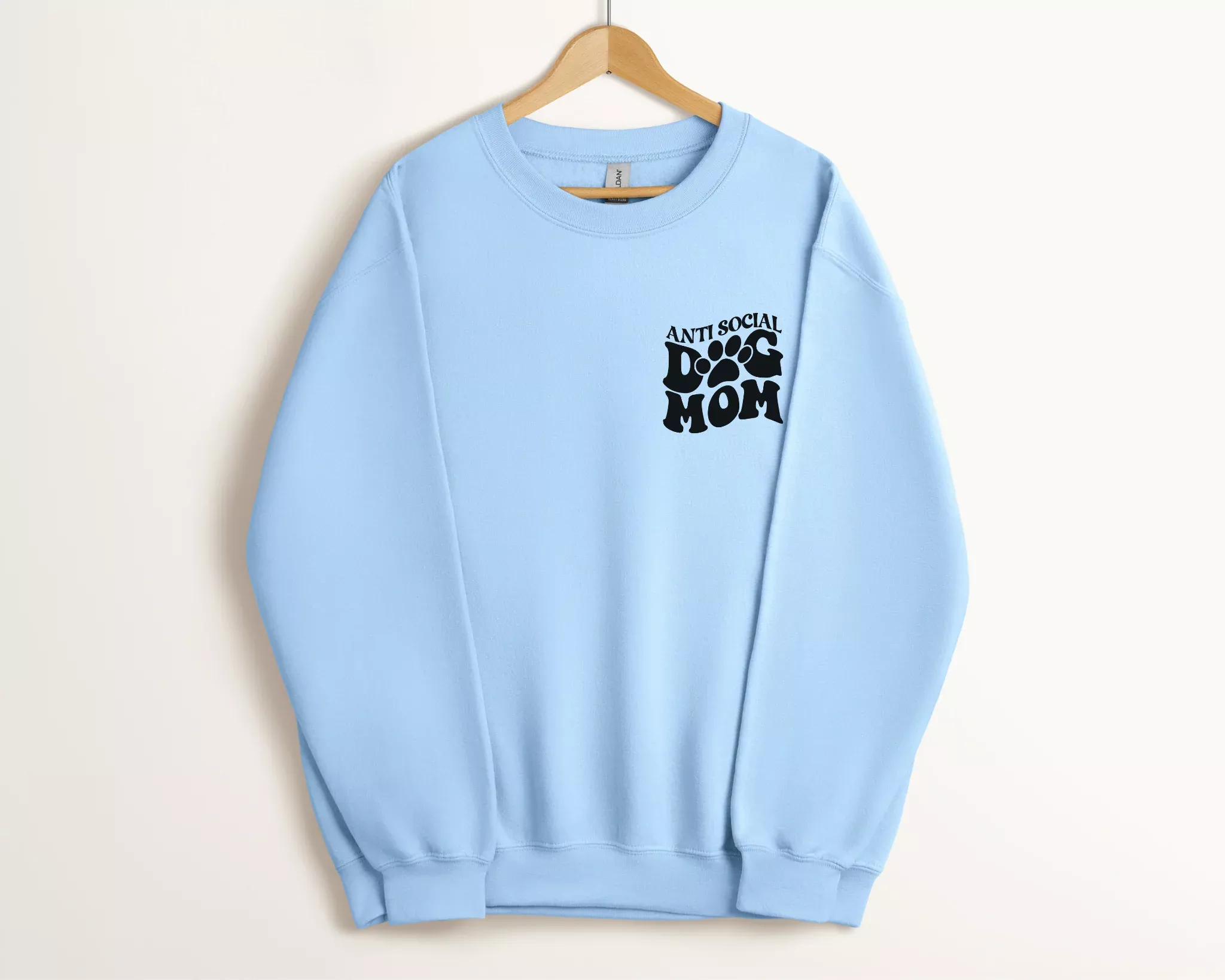 [Clearance 30%] Anti Social Dog Moms Club Sweatshirt, Light Blue