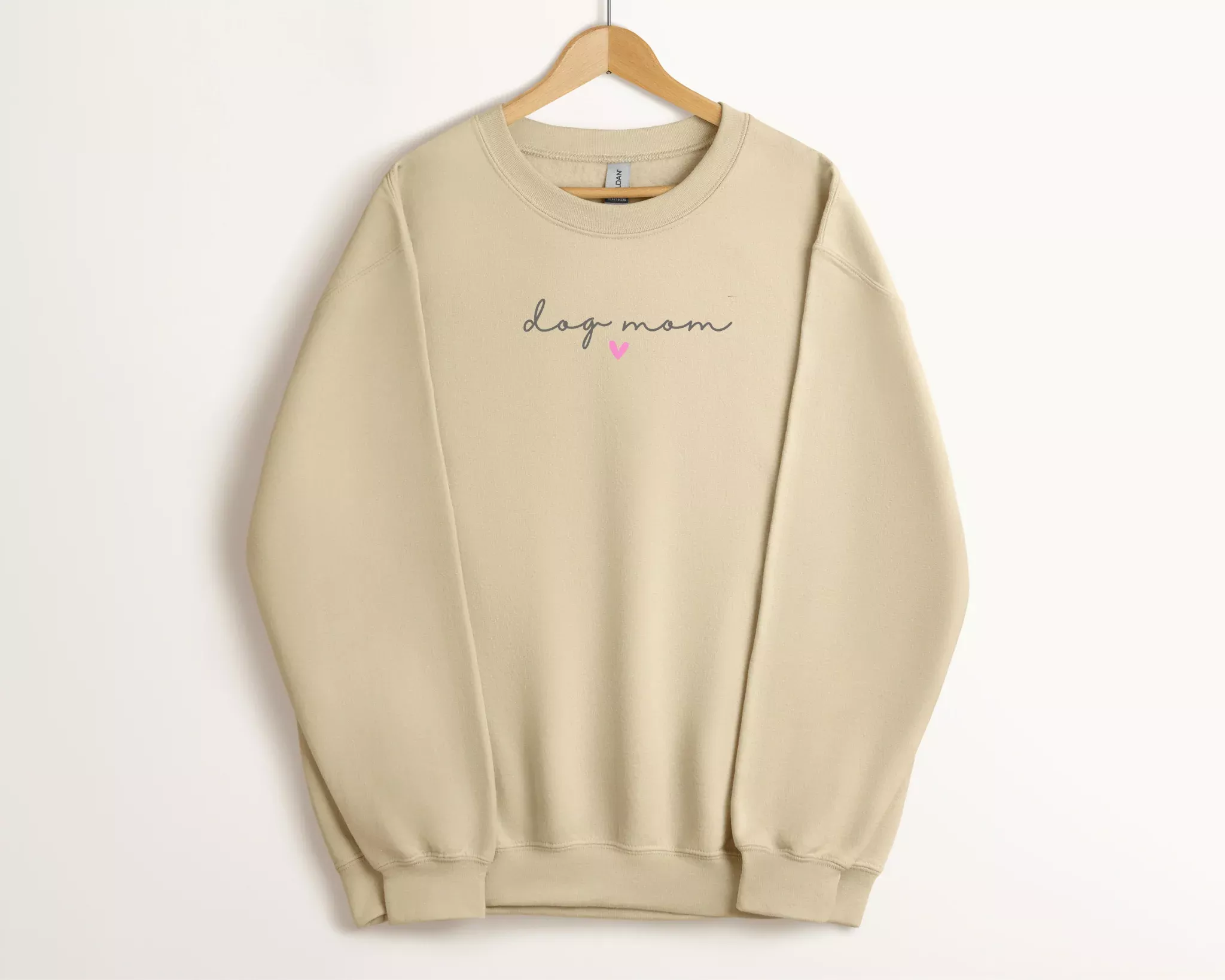 [Clearance 30%] Dog Mom (Heart) ReFlex Fleece Sweatshirt, Bone