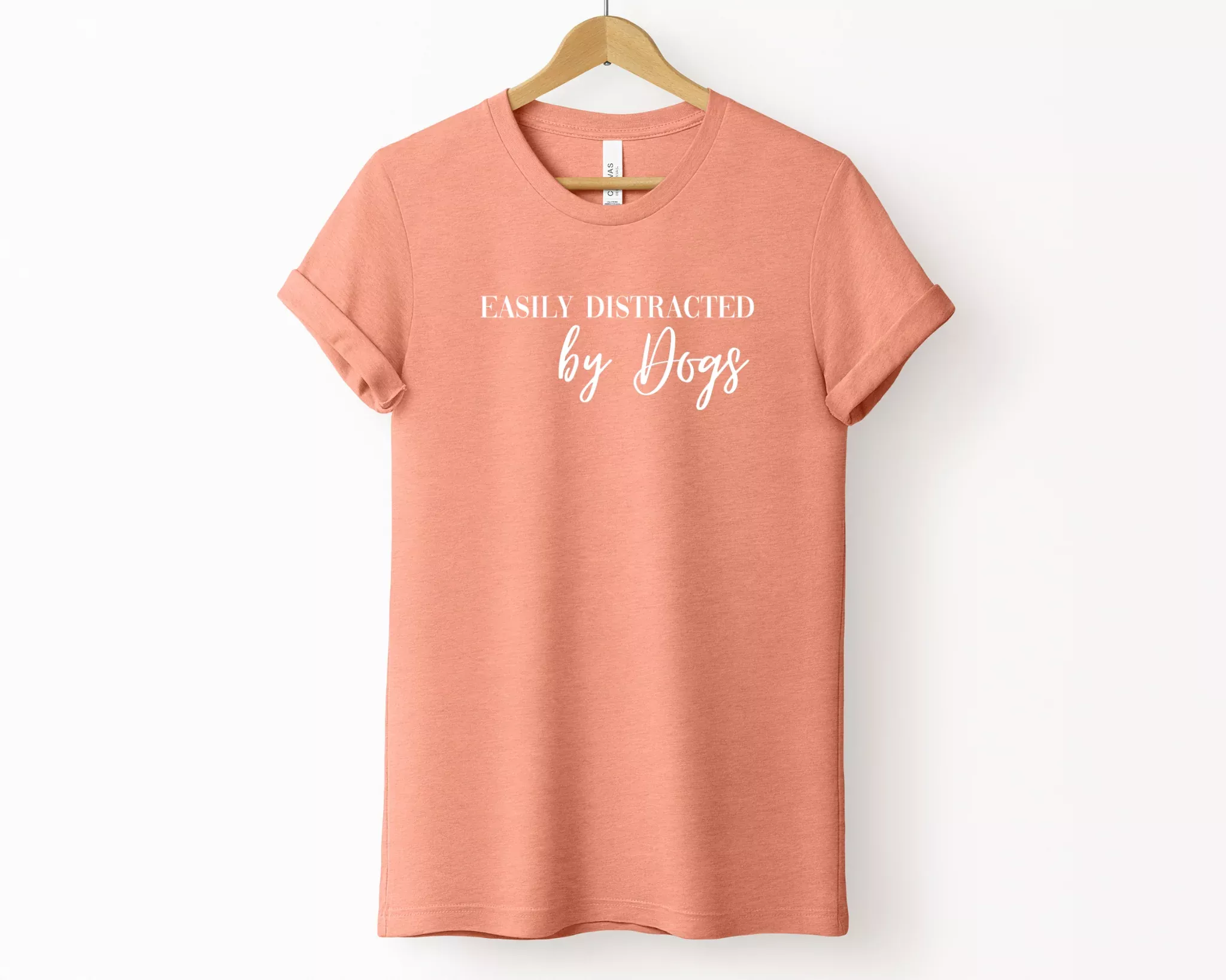 [Clearance 30%] Easily Distracted by Dogs Tee, Heather Sunset